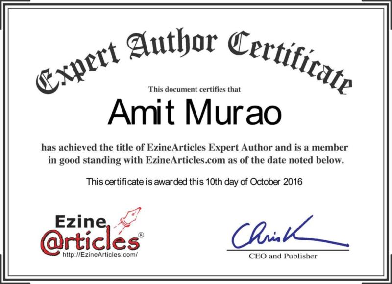 Ezine Articles Expert Author Certificate